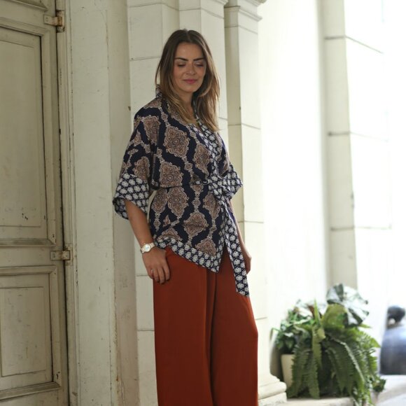 NEW Kimono Hippy Patchwork Floral Tunic Wrap Tie Boho Top Jacket LagenLook - Picture 15 of 16